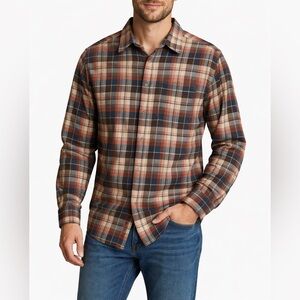 Eddie Bauer Flannel Shirt Men’s L Relaxed Fit Plaid Button Up Long Sleeve